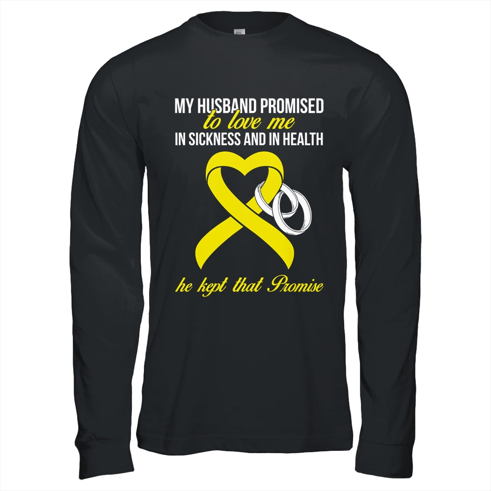 My Husband Promises To Me In Sickness Sarcoma Yellow Ribbon T-Shirt & Hoodie | Teecentury.com