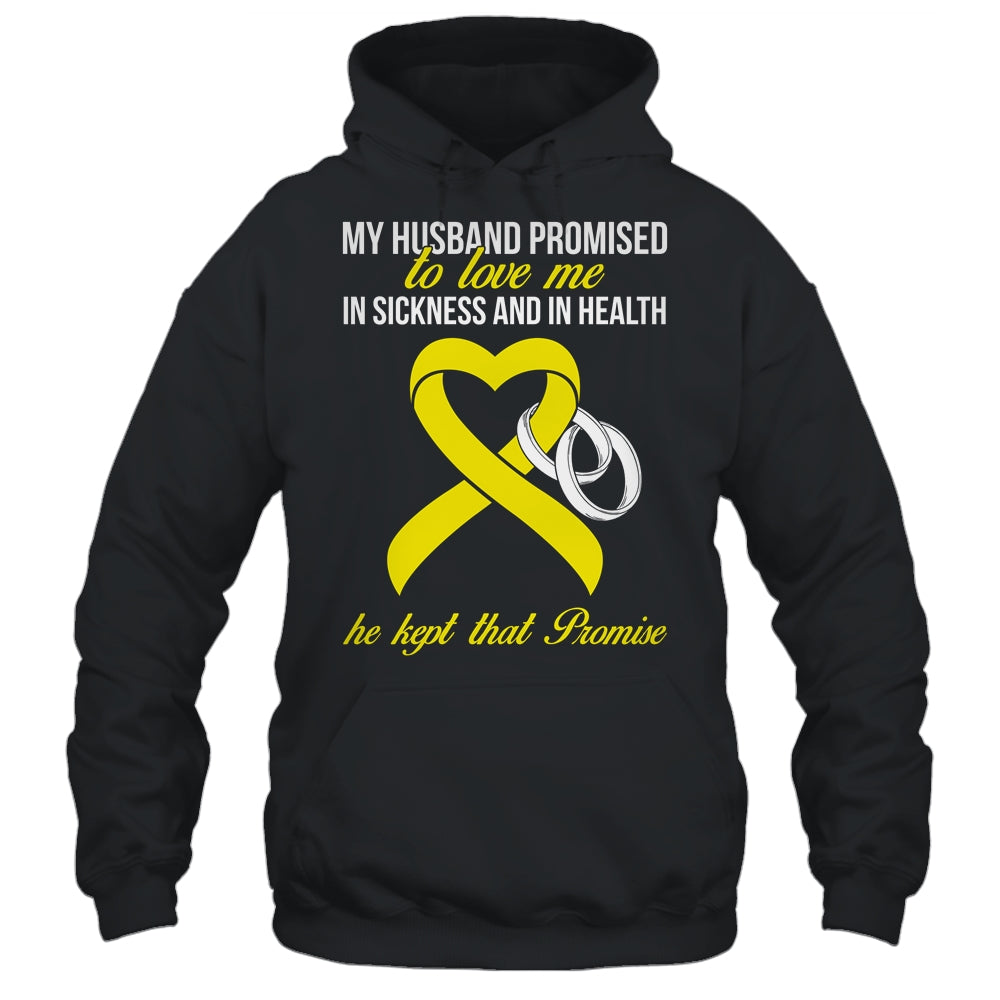 My Husband Promises To Me In Sickness Sarcoma Yellow Ribbon T-Shirt & Hoodie | Teecentury.com