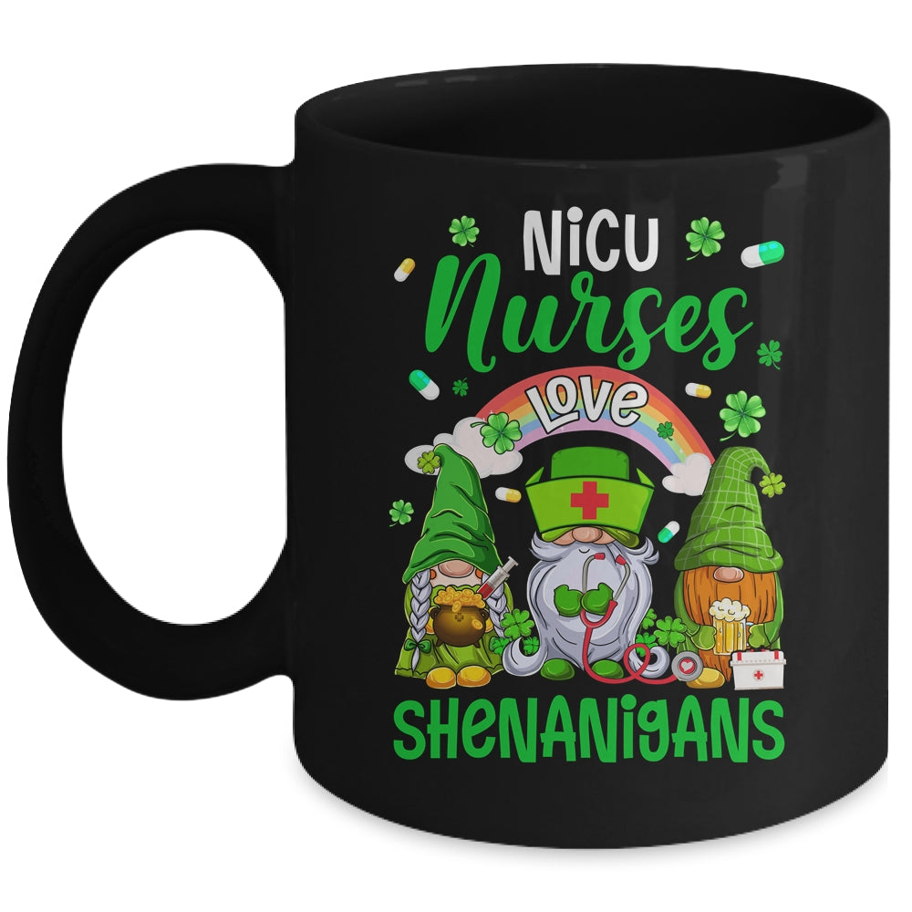 NICU Nurse LOVE Shenanigans St Patricks Day Gnomes Shamrock Mug | teecentury