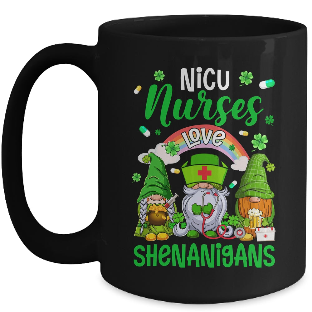 NICU Nurse LOVE Shenanigans St Patricks Day Gnomes Shamrock Mug | teecentury