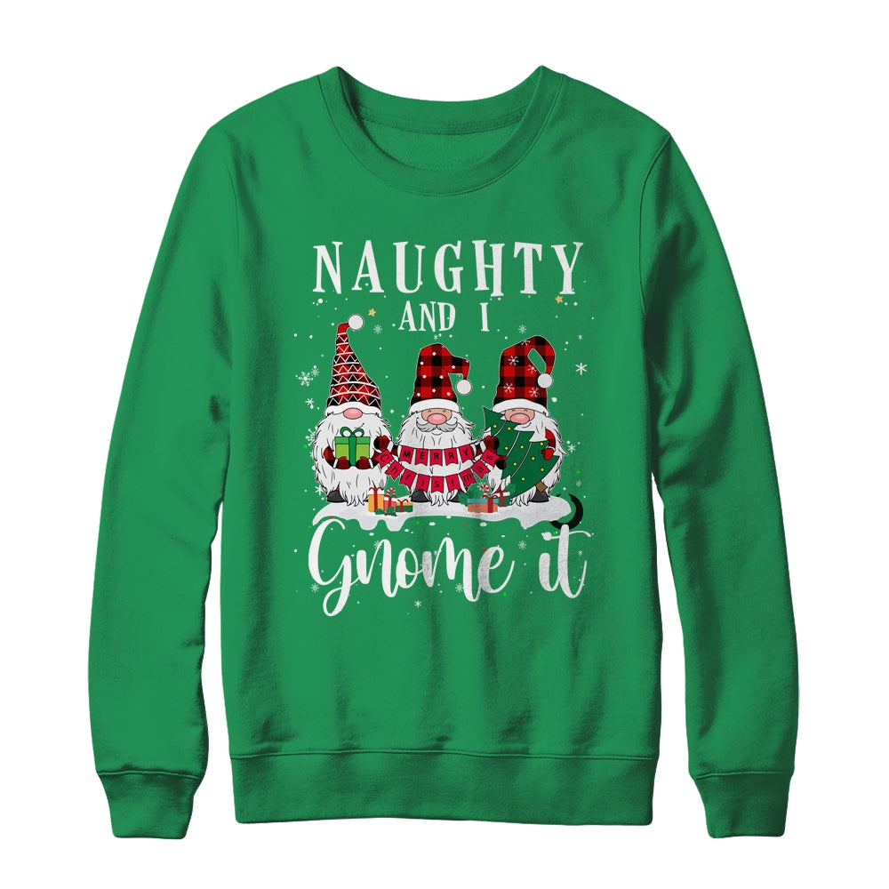 Naughty And I Gnome It Christmas Three Buffalo Plaid Gnomes T-Shirt & Sweatshirt | Teecentury.com