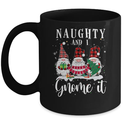 Naughty And I Gnome It Christmas Three Buffalo Plaid Gnomes Mug Coffee Mug | Teecentury.com