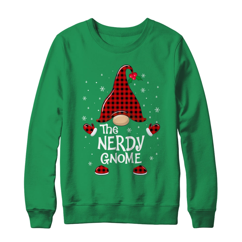 Nerdy Gnome Buffalo Plaid Matching Christmas Pajama Gift T-Shirt & Sweatshirt | Teecentury.com