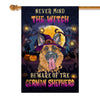 Never Mind The Witch Beware Of The German Shepherd Flag Funny Halloween For Dog Lovers Flag | Teecentury.com