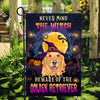 Never Mind The Witch Beware Of The Golden Retriever Flag Funny Halloween For Dog Lovers Flag | Teecentury.com