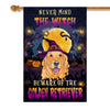 Never Mind The Witch Beware Of The Golden Retriever Flag Funny Halloween For Dog Lovers Flag | Teecentury.com