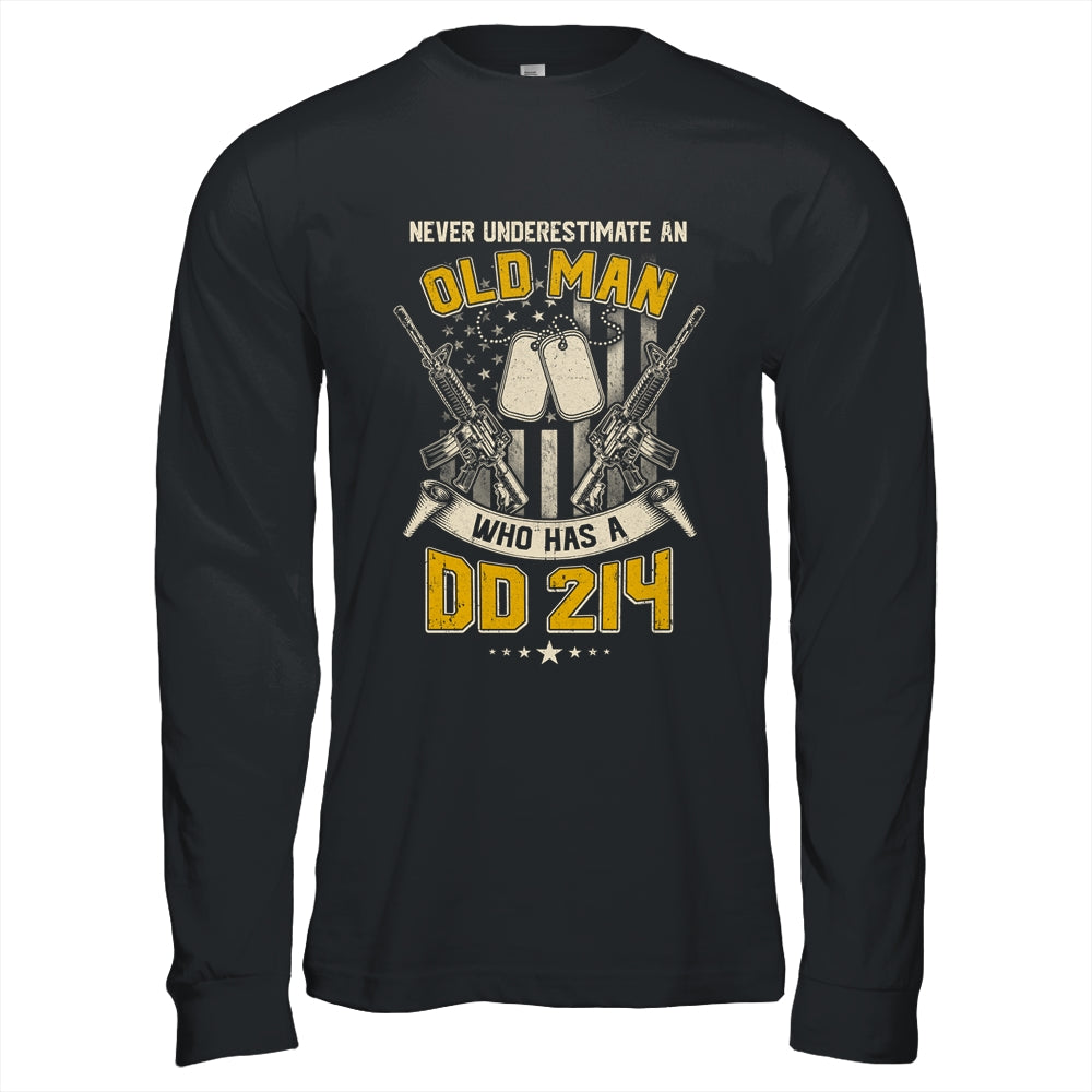 Never Underestimate An Old Man Who Has A DD214 Veteran T-Shirt & Hoodie | Teecentury.com