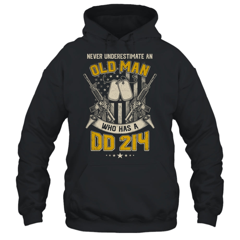 Never Underestimate An Old Man Who Has A DD214 Veteran T-Shirt & Hoodie | Teecentury.com