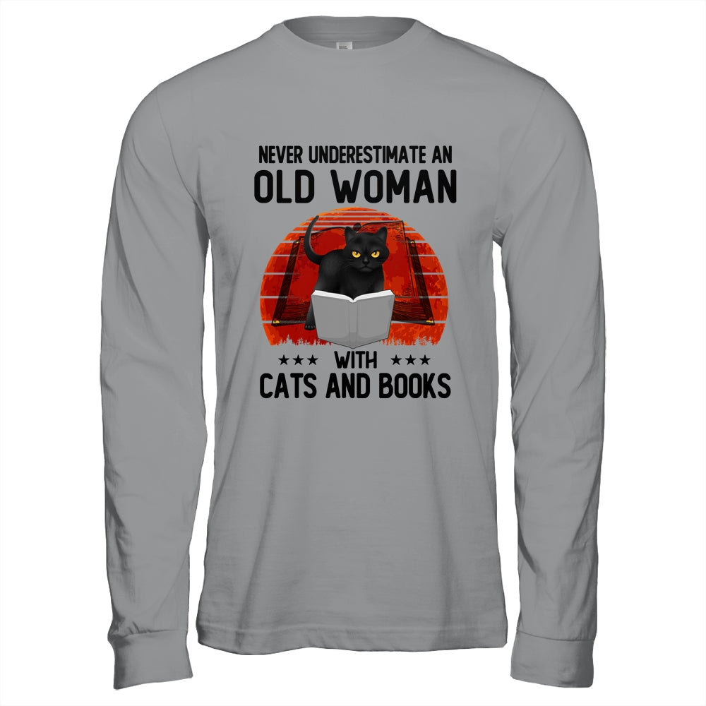 Never Underestimate An Old Man With Cats And Books T-Shirt & Hoodie | Teecentury.com