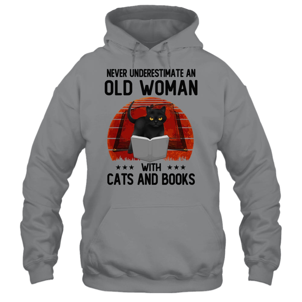 Never Underestimate An Old Man With Cats And Books T-Shirt & Hoodie | Teecentury.com