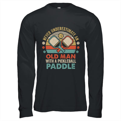 Never Underestimate Old Man With Pickleball Paddle Vintage T-Shirt & Hoodie | Teecentury.com