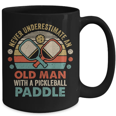 Never Underestimate Old Man With Pickleball Paddle Vintage Mug Coffee Mug | Teecentury.com