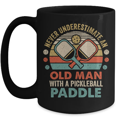 Never Underestimate Old Man With Pickleball Paddle Vintage Mug Coffee Mug | Teecentury.com