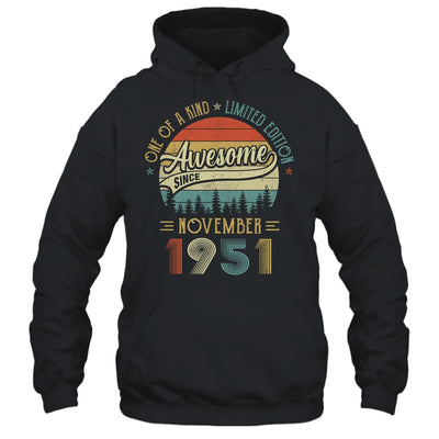November 1951 Vintage 71 Years Old Retro 71th Birthday Gift T-Shirt & Hoodie | Teecentury.com