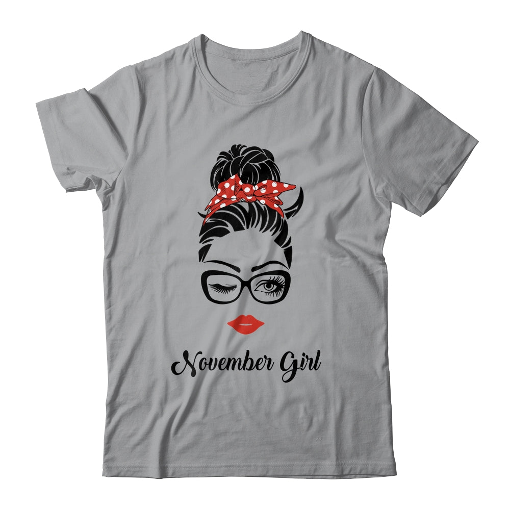 November Girl Woman Face Wink Eyes Lady Face Birthday Gift T-Shirt & Tank Top | Teecentury.com