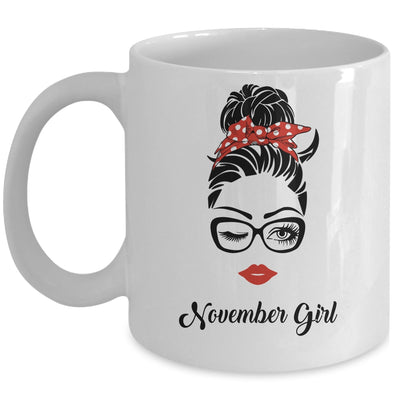 November Girl Woman Face Wink Eyes Lady Face Birthday Gift Mug Coffee Mug | Teecentury.com
