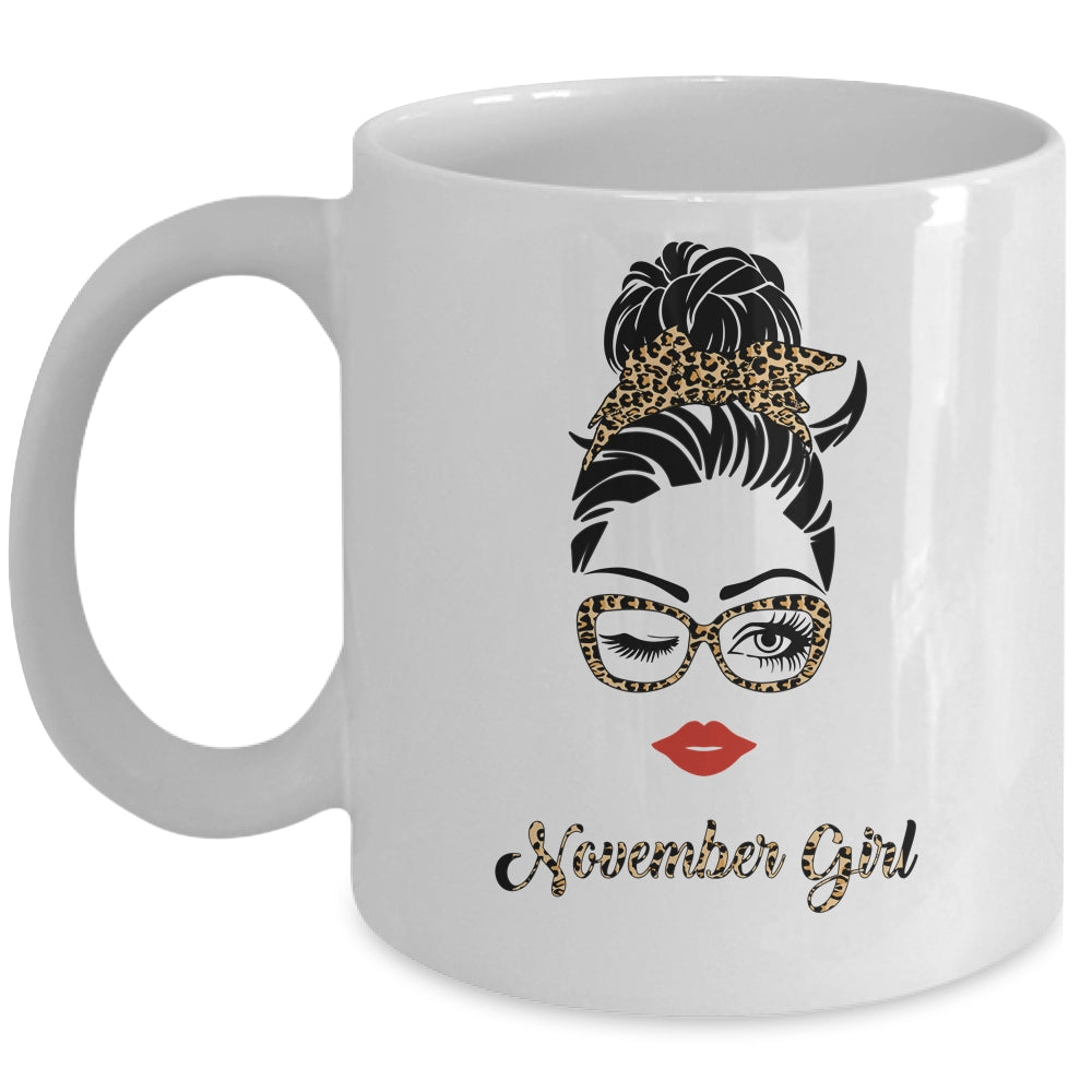November Girl Woman Lips Eyes Lady Leopard Birthday Gift Mug Coffee Mug | Teecentury.com