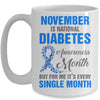 November Is Diabetes Awareness Month Diabetic Blue Ribbon Mug | teecentury