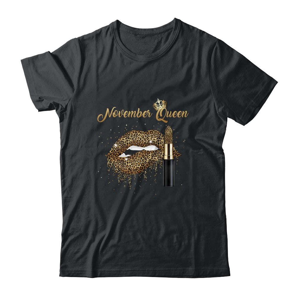 November Queen Girl Leopard Birthday Lips Lipstick Women T-Shirt & Tank Top | Teecentury.com