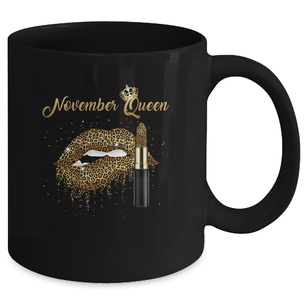 November Queen Girl Leopard Birthday Lips Lipstick Women Mug Coffee Mug | Teecentury.com