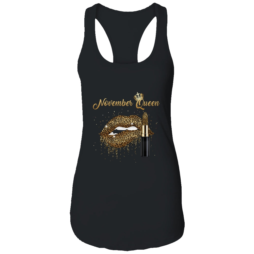 November Queen Girl Leopard Birthday Lips Lipstick Women T-Shirt & Tank Top | Teecentury.com