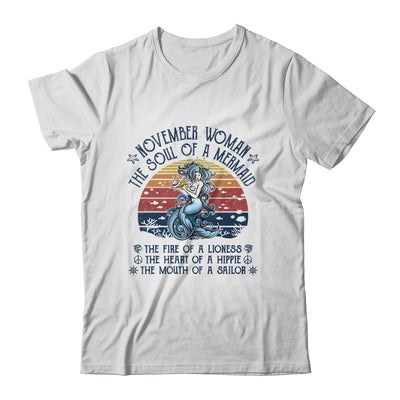 November Woman The Soul Of A Mermaid Vintage Birthday Gift T-Shirt & Tank Top | Teecentury.com