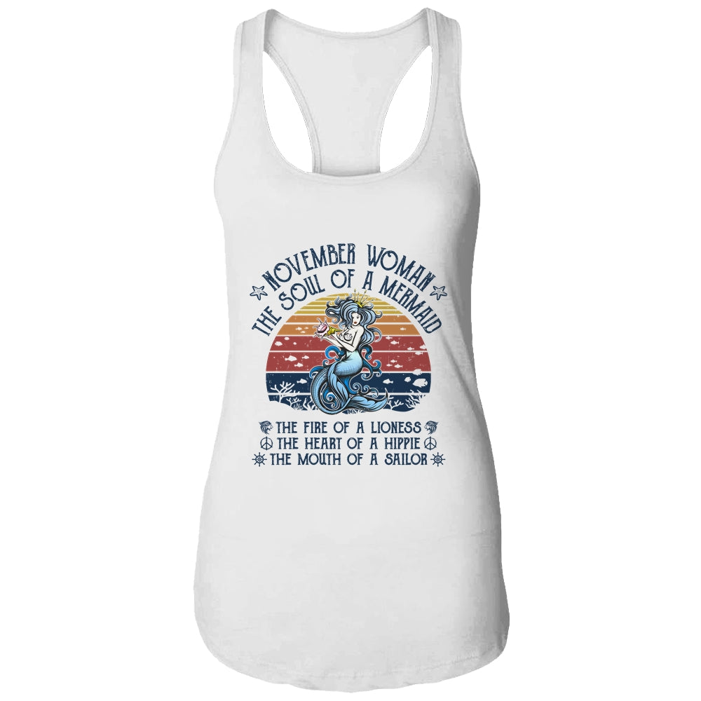 November Woman The Soul Of A Mermaid Vintage Birthday Gift T-Shirt & Tank Top | Teecentury.com