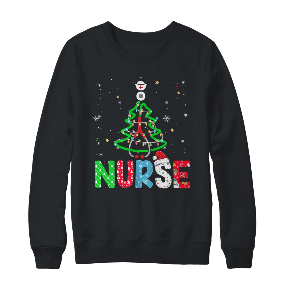 Nurse Christmas Tree Stethoscope RN LPN Nursing Xmas T-Shirt & Sweatshirt | Teecentury.com
