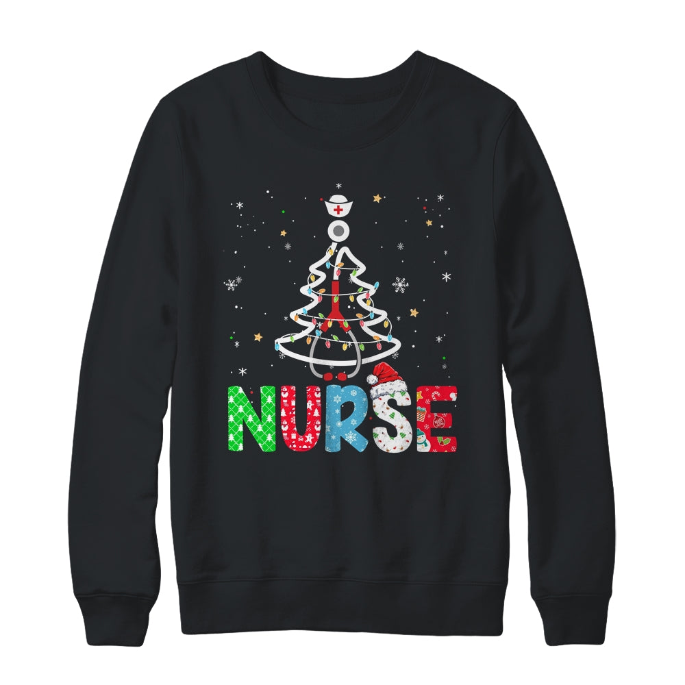 Nurse Christmas Tree Xmas Stethoscope RN LPN Nursing T-Shirt & Sweatshirt | Teecentury.com