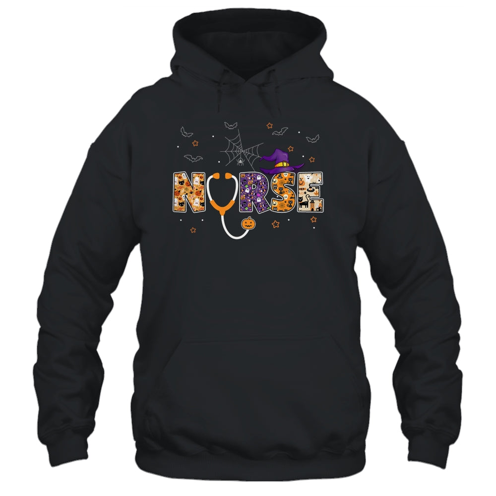 Nurse Halloween Gift With Pumpkin Boo Spider Witch Hat T-Shirt & Hoodie | Teecentury.com
