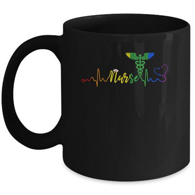 Nurse LGBTQ Gay Pride Rainbow Flag Registered Nursing Mug Coffee Mug | Teecentury.com