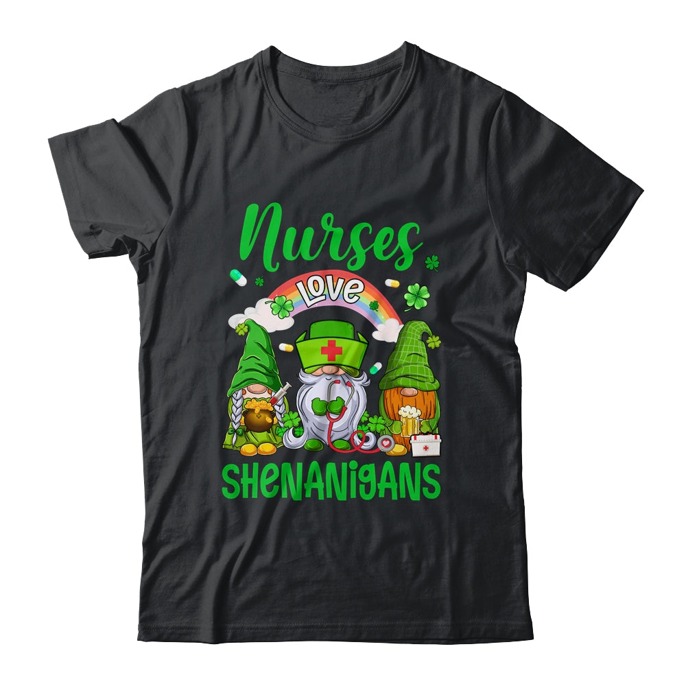 Nurse LOVE Shenanigans St Patricks Day Gnomes Shamrock Shirt & Hoodie | teecentury