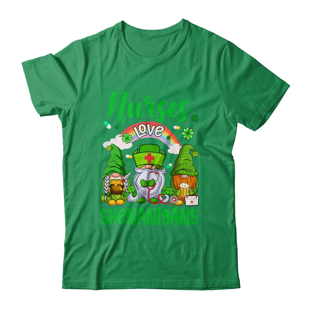Nurse LOVE Shenanigans St Patricks Day Gnomes Shamrock Shirt & Hoodie | teecentury