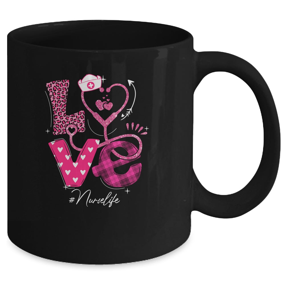 Nurse Life RN LPN CNA Healthcare Cheetah Heart Leopard Funny Mug Coffee Mug | Teecentury.com