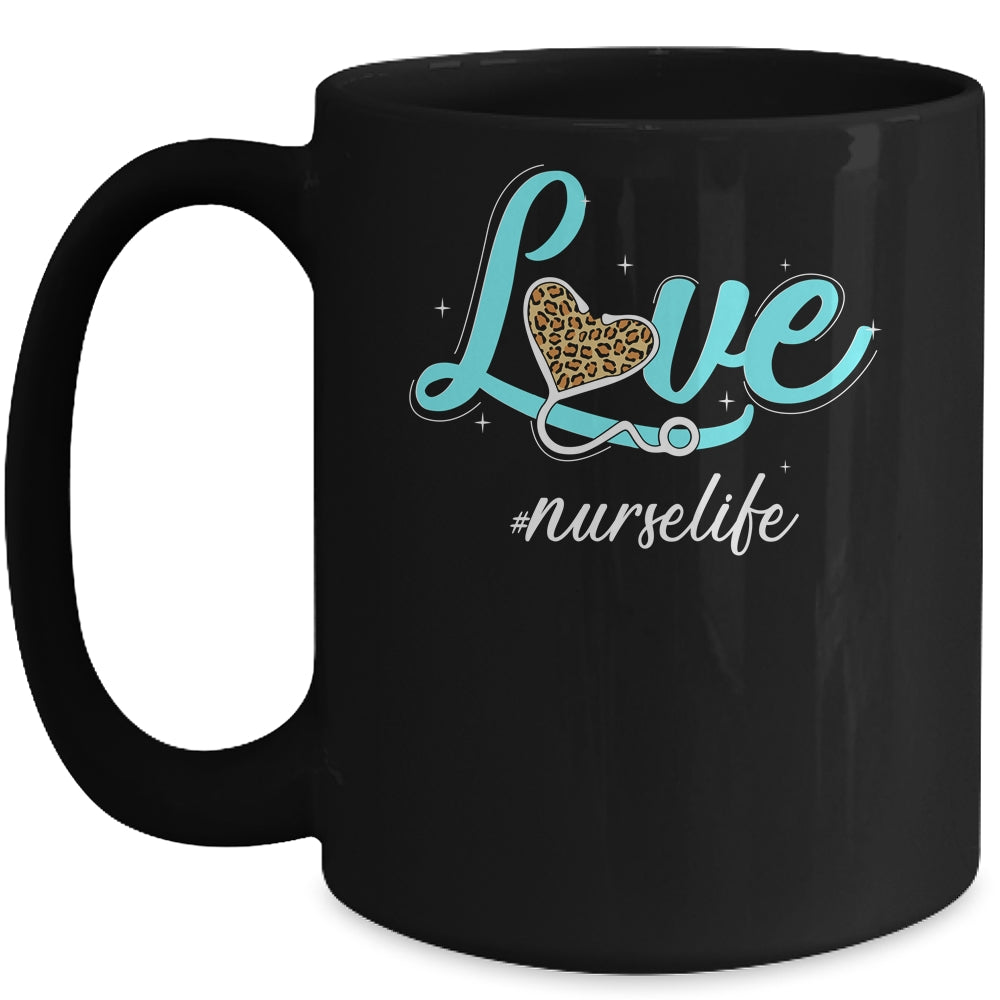 Funny Nurse Life RN LPN CNA Healthcare Cheetah Heart Leopard Mug Coffee Mug | Teecentury.com