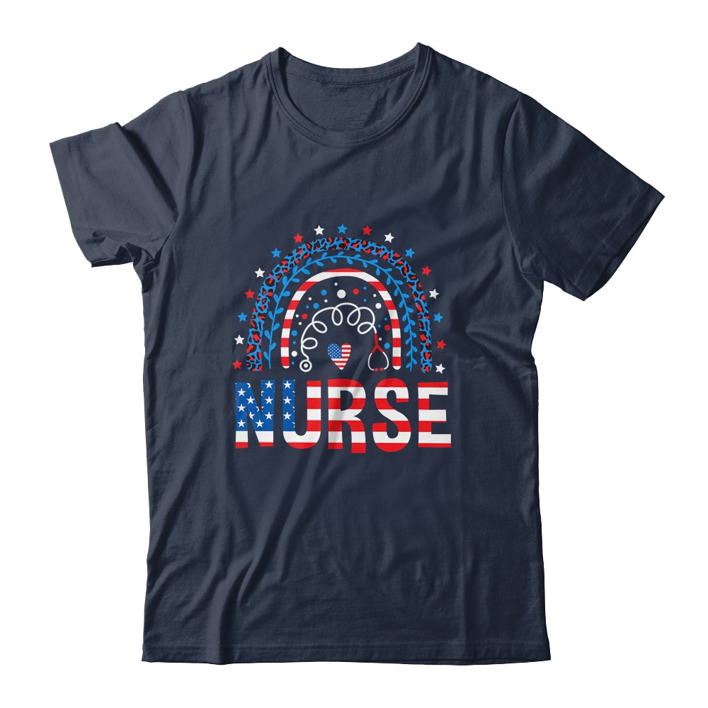 Nurse Stethoscope Rainbow Memorial Day 4th Of July Nursing Shirt & Tank Top | teecentury