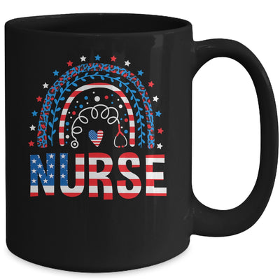 Nurse Stethoscope Rainbow Memorial Day 4th Of July Nursing Mug | teecentury