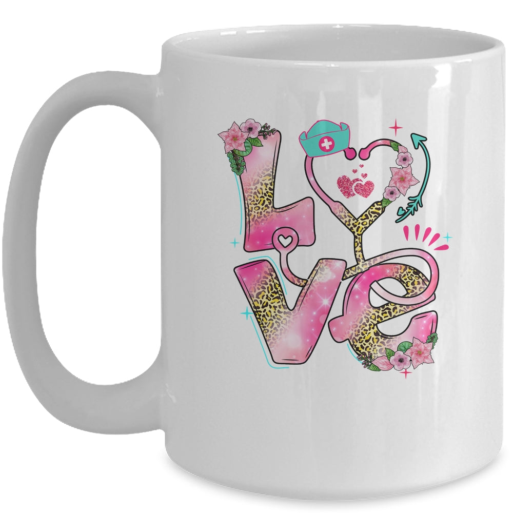 Nurse Valentines Day Heart Stethoscope Cute Love Nursing Mug | teecentury