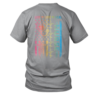 Nurse Week Nursing Nurse Heart Flag American Live Love Heal Shirt & Hoodie | teecentury