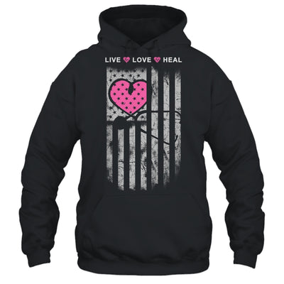 Nursing Nurse Heart Flag American Live Love Heal T-Shirt & Hoodie | Teecentury.com