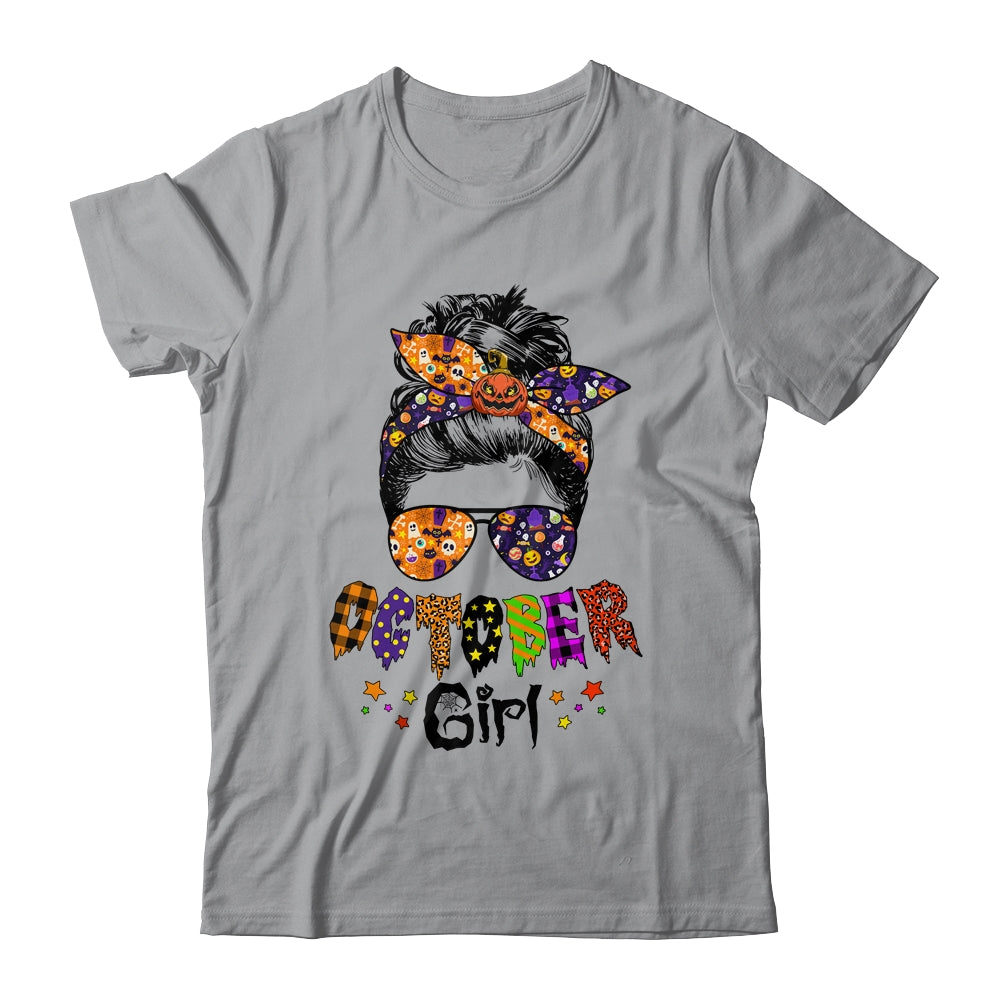 October Girl Halloween Messy Bun October Birthday T-Shirt & Hoodie | Teecentury.com
