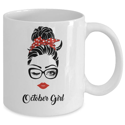 October Girl Woman Face Wink Eyes Lady Face Birthday Gift Mug Coffee Mug | Teecentury.com