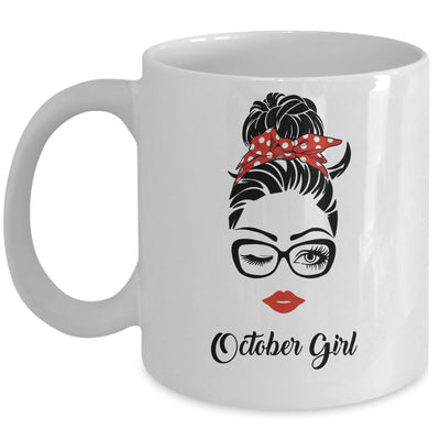 October Girl Woman Face Wink Eyes Lady Face Birthday Gift Mug Coffee Mug | Teecentury.com
