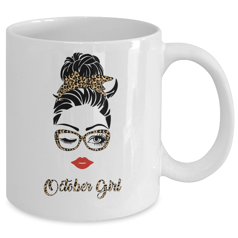 October Girl Woman Lips Eyes Lady Leopard Birthday Gift Mug Coffee Mug | Teecentury.com