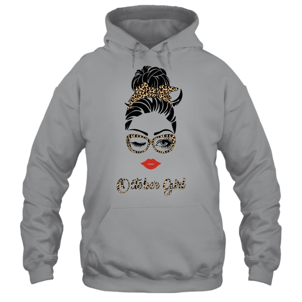 October Girl Woman Lips Eyes Lady Leopard Birthday Gift T-Shirt & Tank Top | Teecentury.com