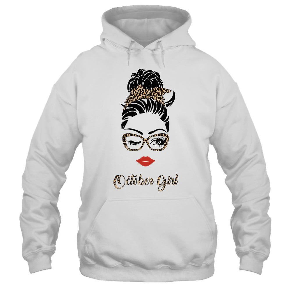 October Girl Woman Lips Eyes Lady Leopard Birthday Gift T-Shirt & Tank Top | Teecentury.com