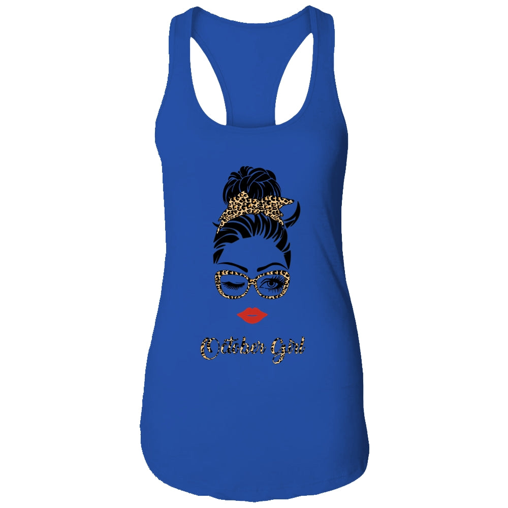 October Girl Woman Lips Eyes Lady Leopard Birthday Gift T-Shirt & Tank Top | Teecentury.com