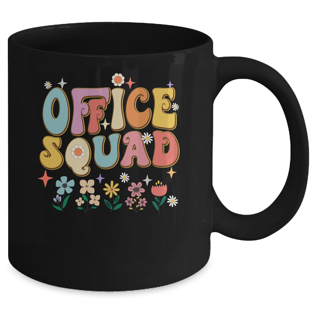Office Squad Groovy Happy Flower Retro Mug | teecentury