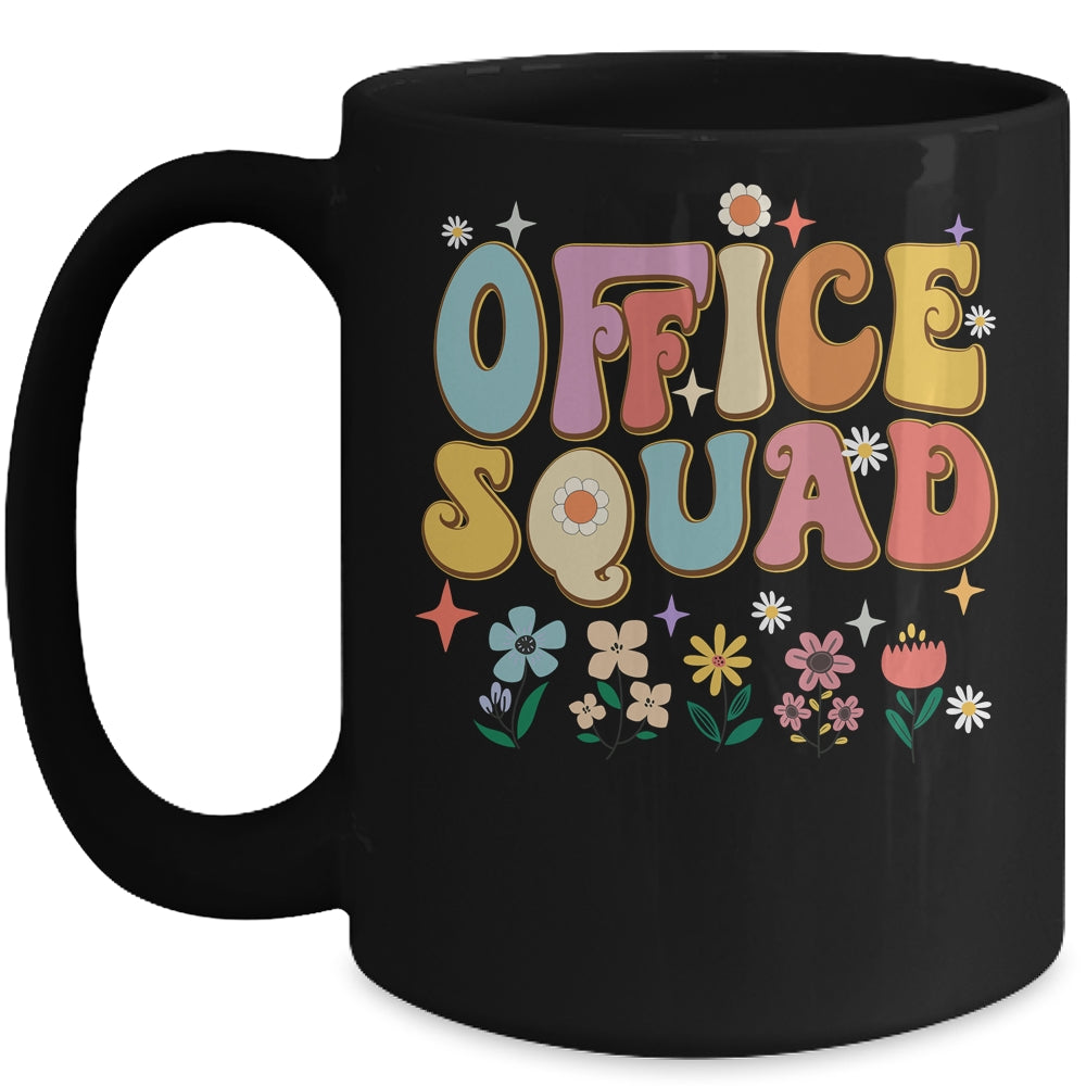 Office Squad Groovy Happy Flower Retro Mug | teecentury