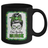 One Lucky Nurse Bleached Messy Bun Leopard St Patricks Day Mug Coffee Mug | Teecentury.com